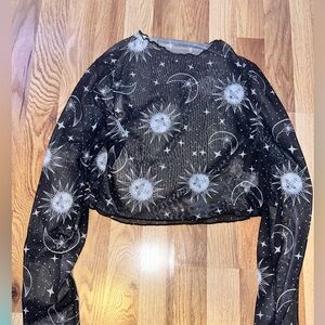 mesh long sleeve crop top